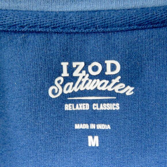Izod Saltwater Navy Blue Men's Quarter Zip Pullover Sweater Preppy Medium - Picture 4 of 5